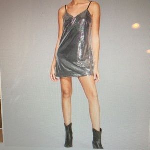 Wild Fable strappy silver sequin dress sz xs